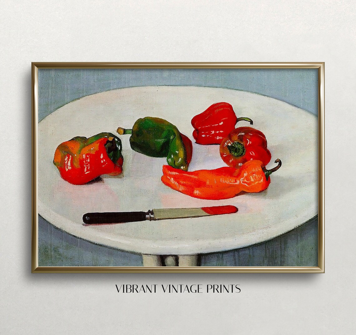 Red Peppers Vintage Kitchen Wall Art Poster Print