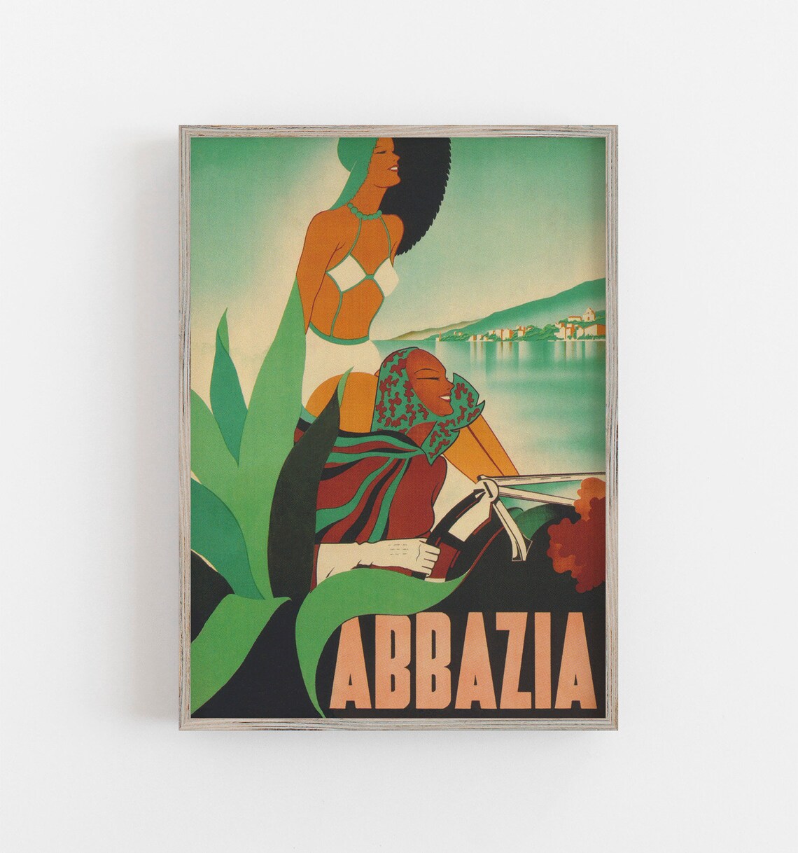 Abbazia Italy Travel Poster, Art Deco Vintage Print