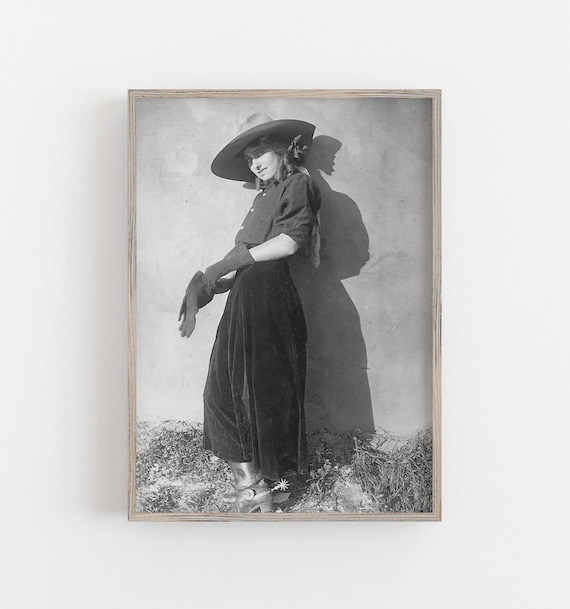 Cowgirl Vintage Black And White Western Art Print