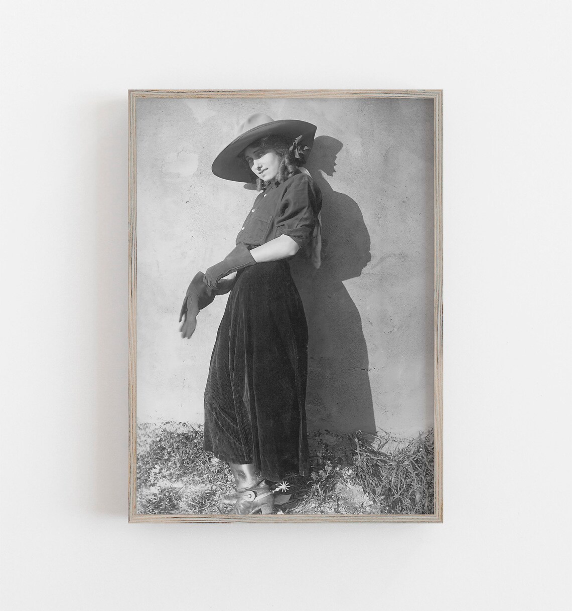 Cowgirl Vintage Black And White Western Art Print