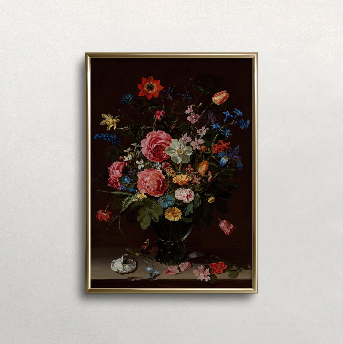 Moody Floral Vintage Art Print, Dark Academia