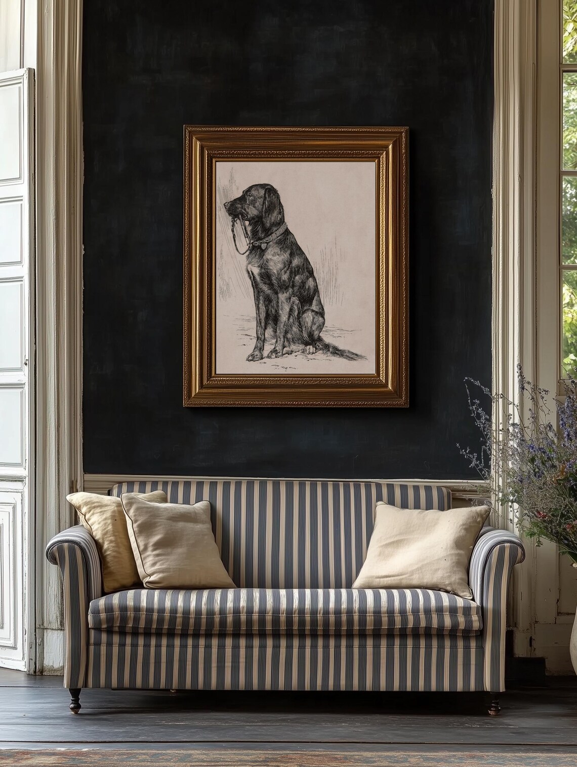 Vintage Black Labrador Art Sketch Wall Art Print - Image 2
