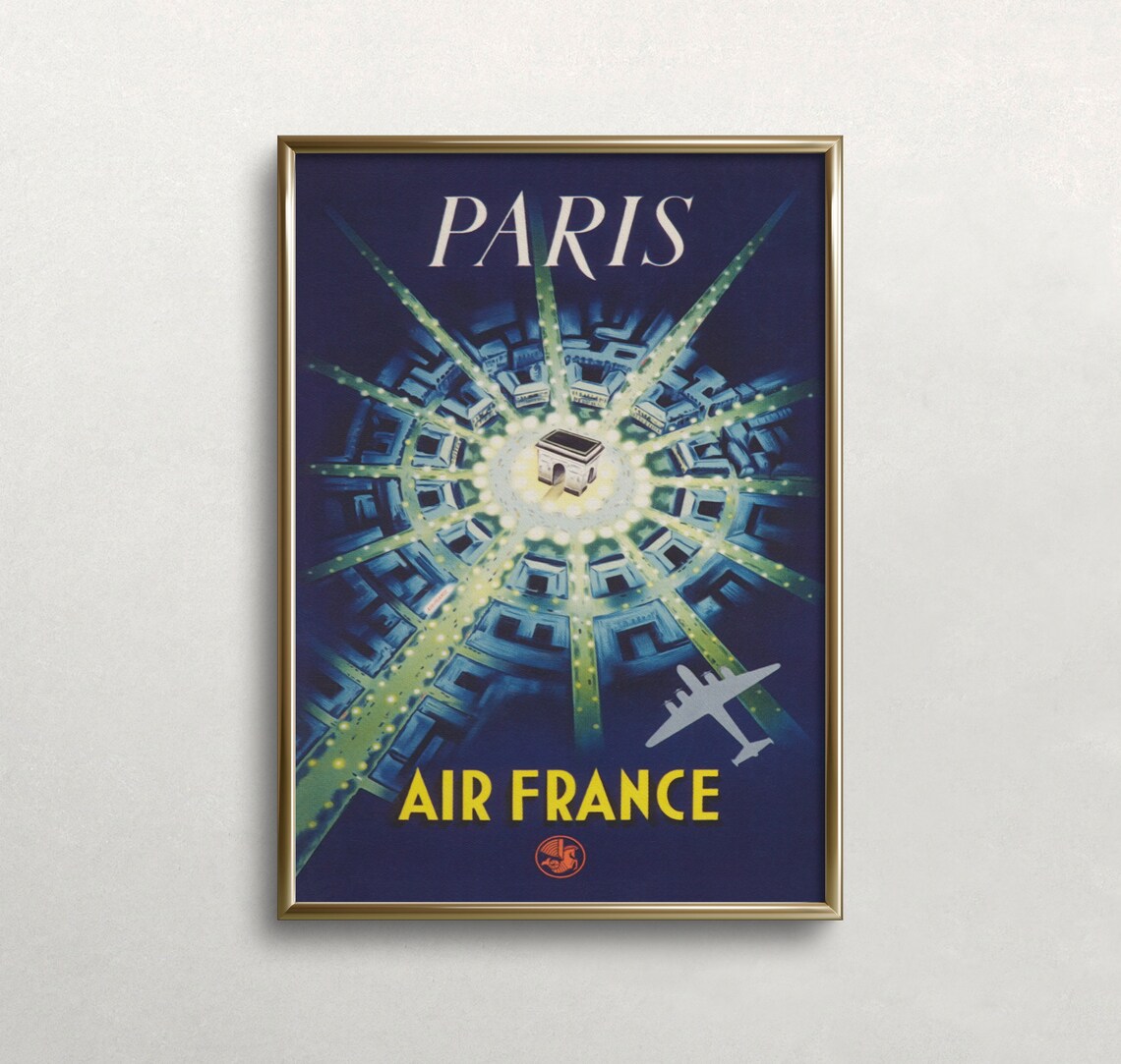 Arc De Triomphe, Paris France Vintage Travel Poster