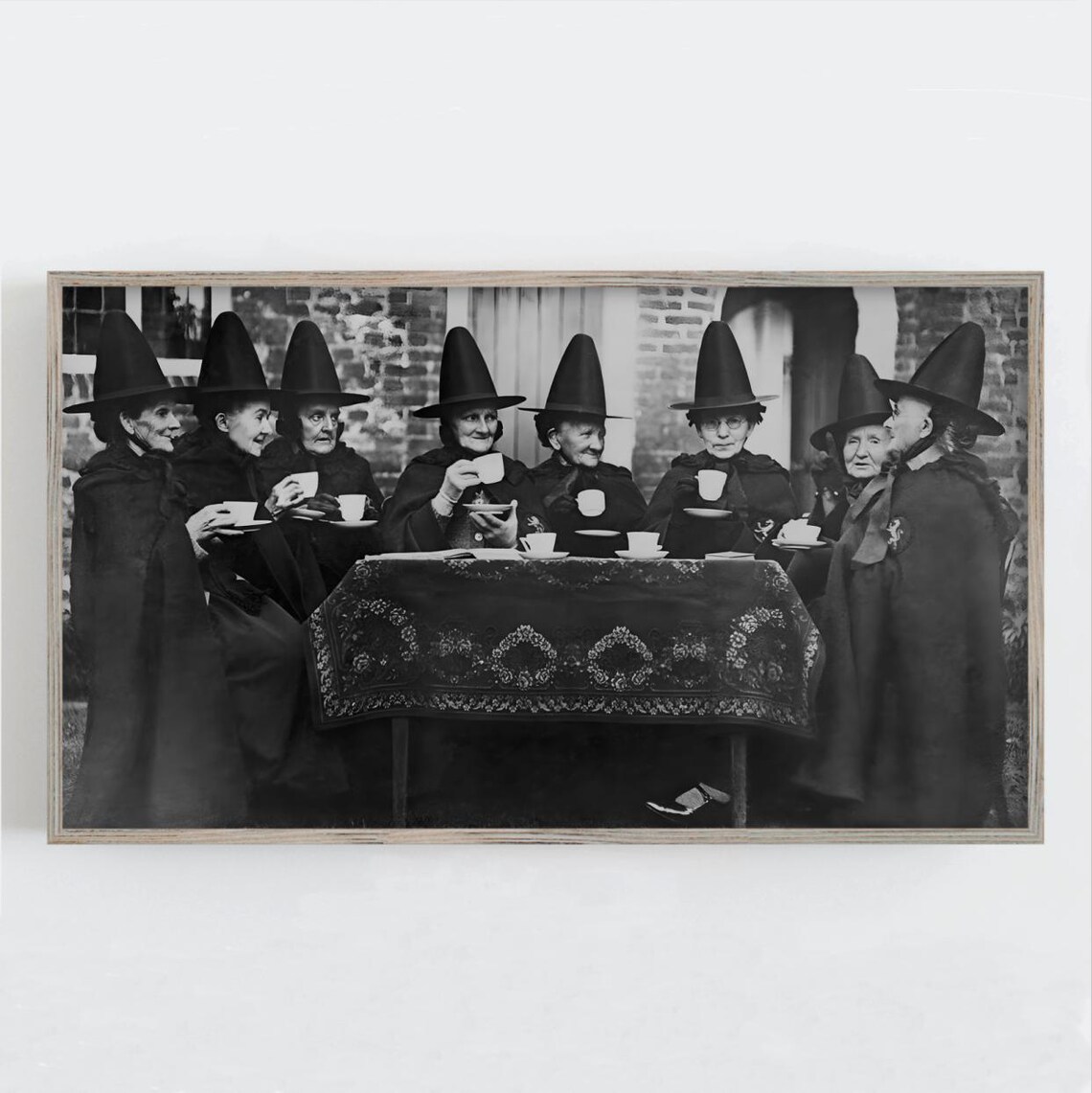 Witches Tea Party Vintage Black And White Funny Witch Photo Poster