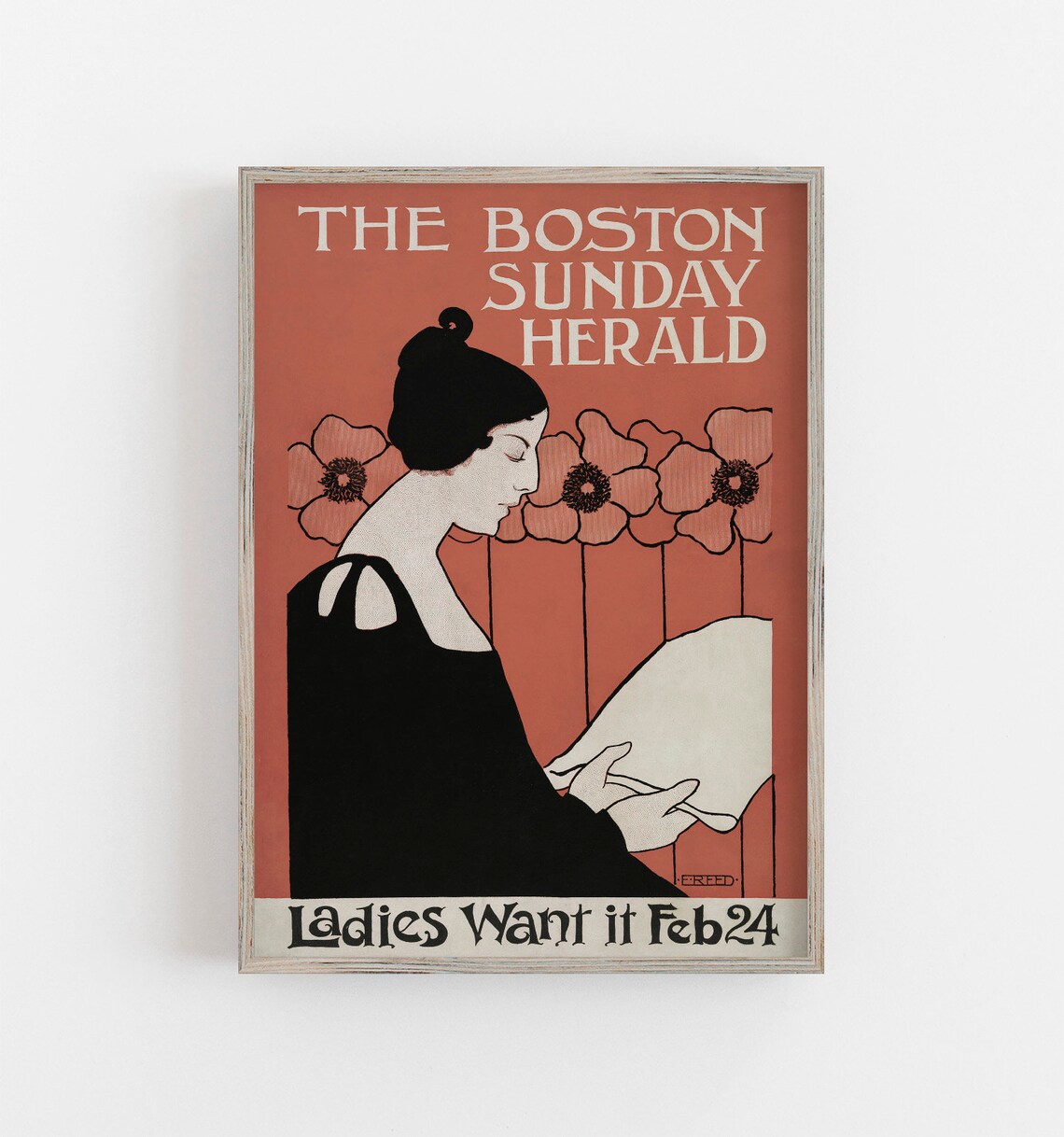 Woman Reading Vintage Portrait Wall Art Print