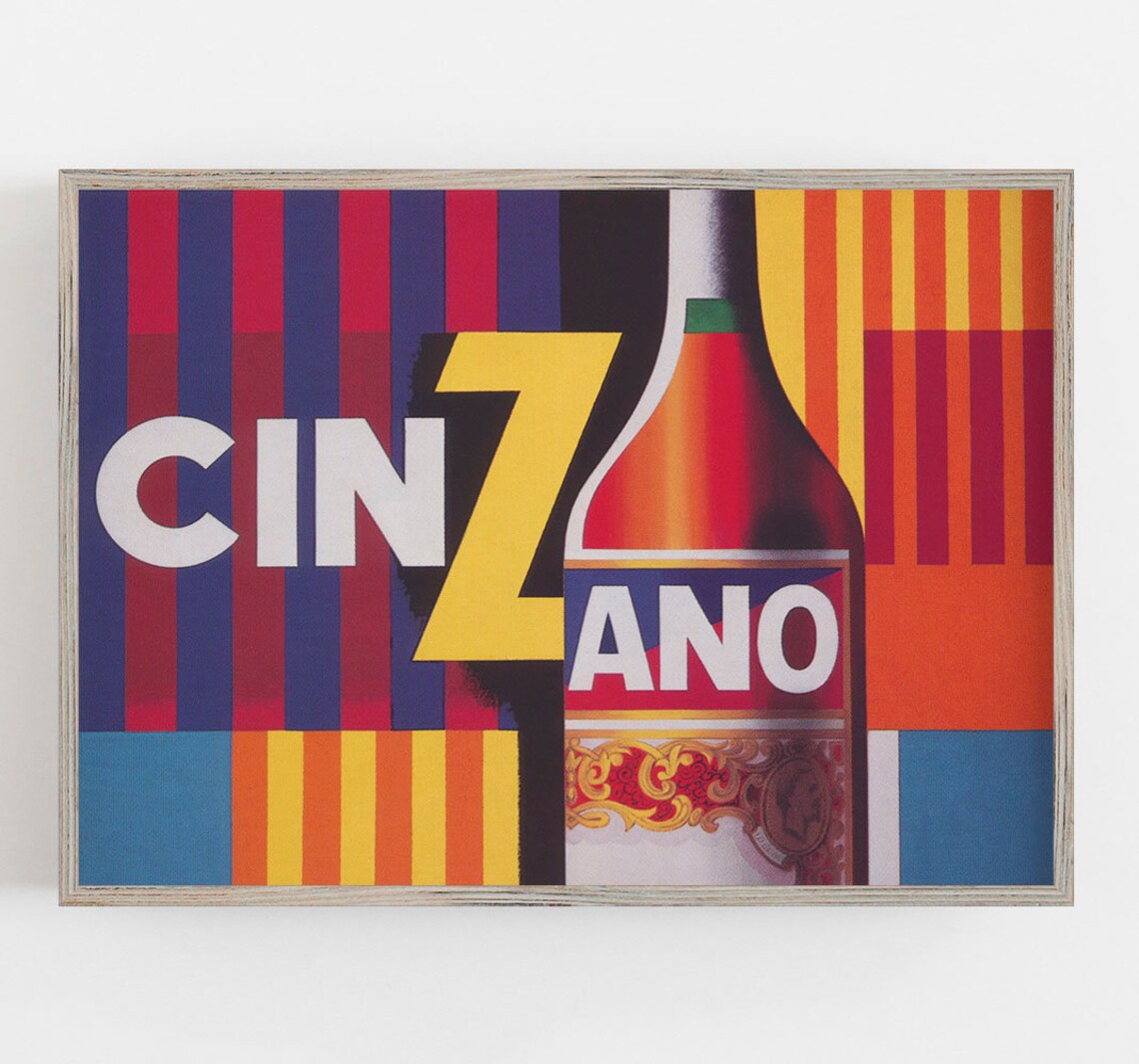 Cinzano Vintage Vermouth Bottle Italian Aperitivo Advertising Poster