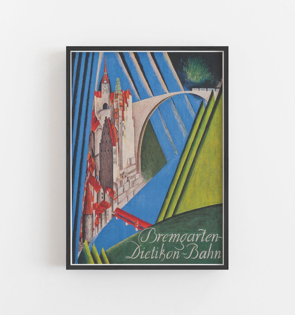 Bremgarten Dietikon Bahn Vintage Swiss Travel Castle Bridge Art Poster - Image 5