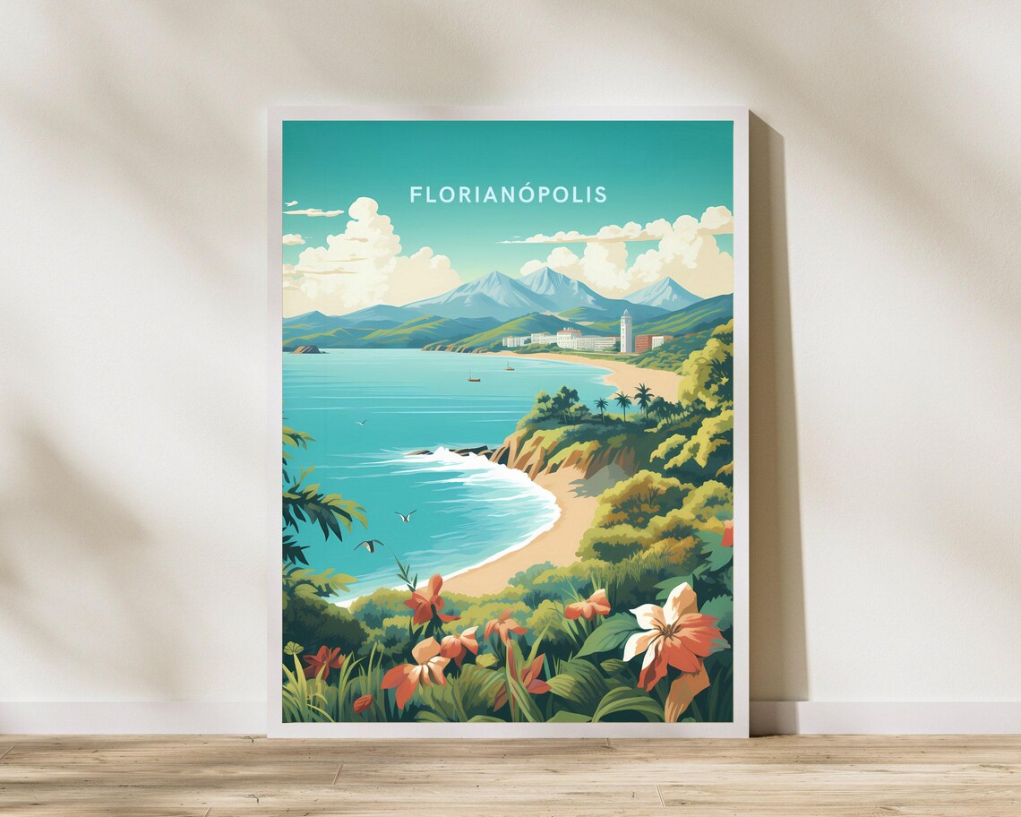 Florianpolis Brazil Travel Print Poster Wall Art Vintage Trave