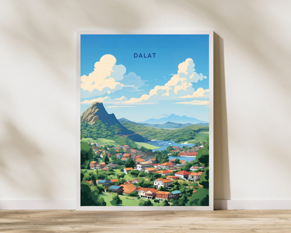 Dalat Vietnam Lush Green Mountain Town Scenic View Travel Poster