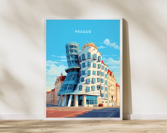 Prague Dancing House Czech Republic Travel Print Poster P