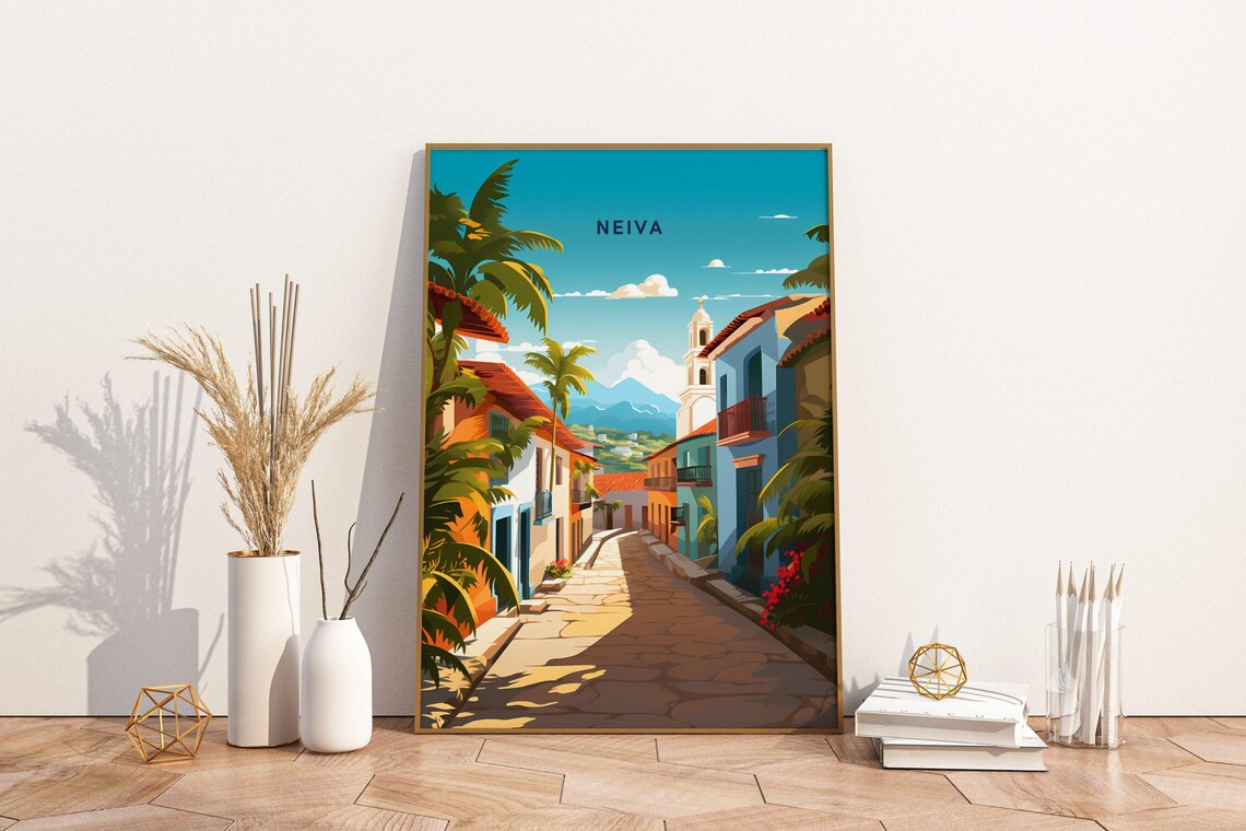 Neiva Colombia Travel Print Poster Wall Art Vintage Decor