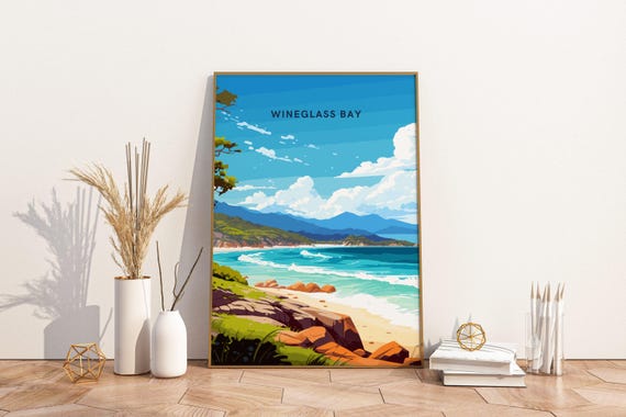 Wineglass Bay Tasmania Australia Travel Print Poster Wall Art Pri