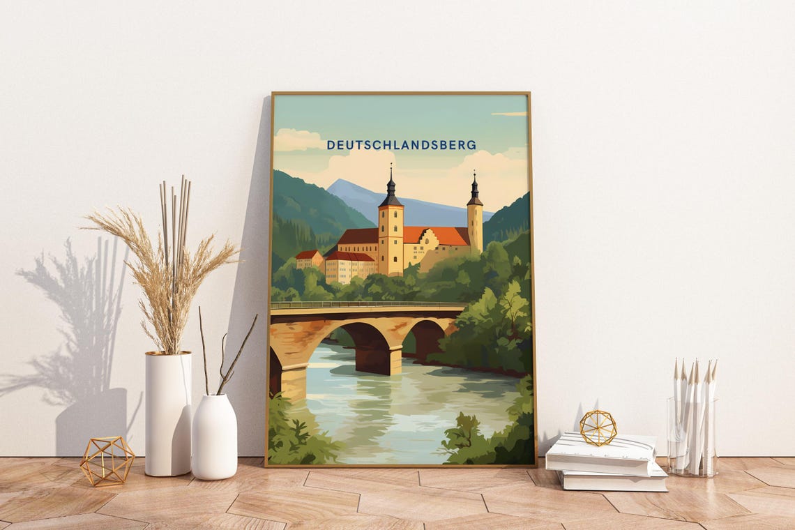 Deutschlandsberg Austria Riverside Castle Bridge Mountain Poster