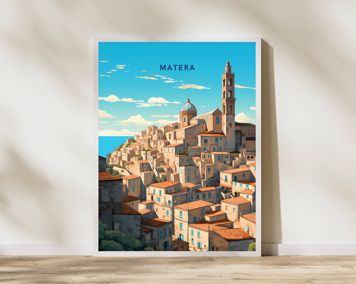 Matera Italy Ancient Hilltop Stone Town Cathedral Tower Poster
