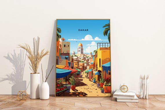 Streets Of Dakar Senegal Travel Print Poster Wall Art Vinta