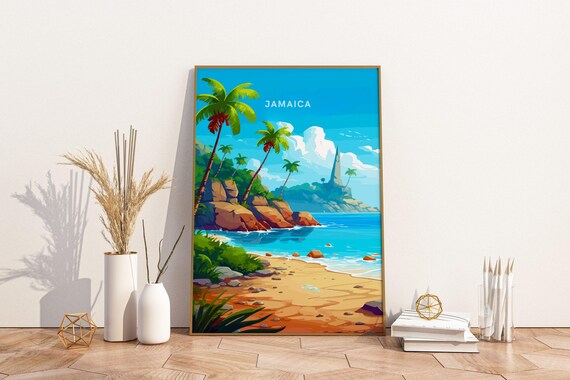 Jamaica Caribbean Island Travel Print Poster Wall Art Vinta