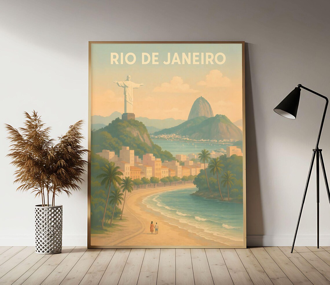 Rio De Janeiro Brazil Travel Poster Wall Art Print Vintage Decor