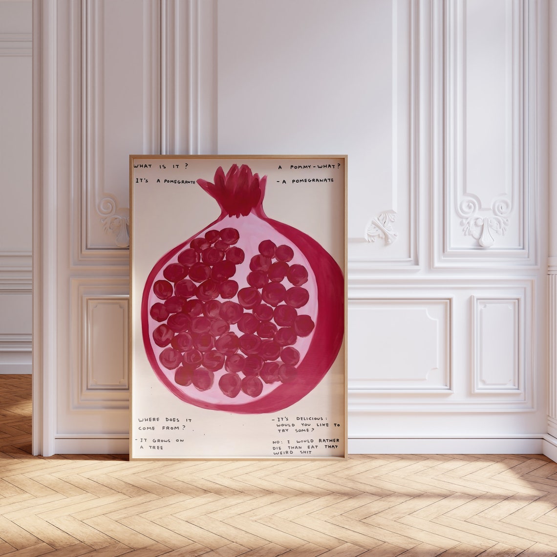 Funny Pomegranate Kitchen Illustration Witty Handwritten Quote Poster - Image 2