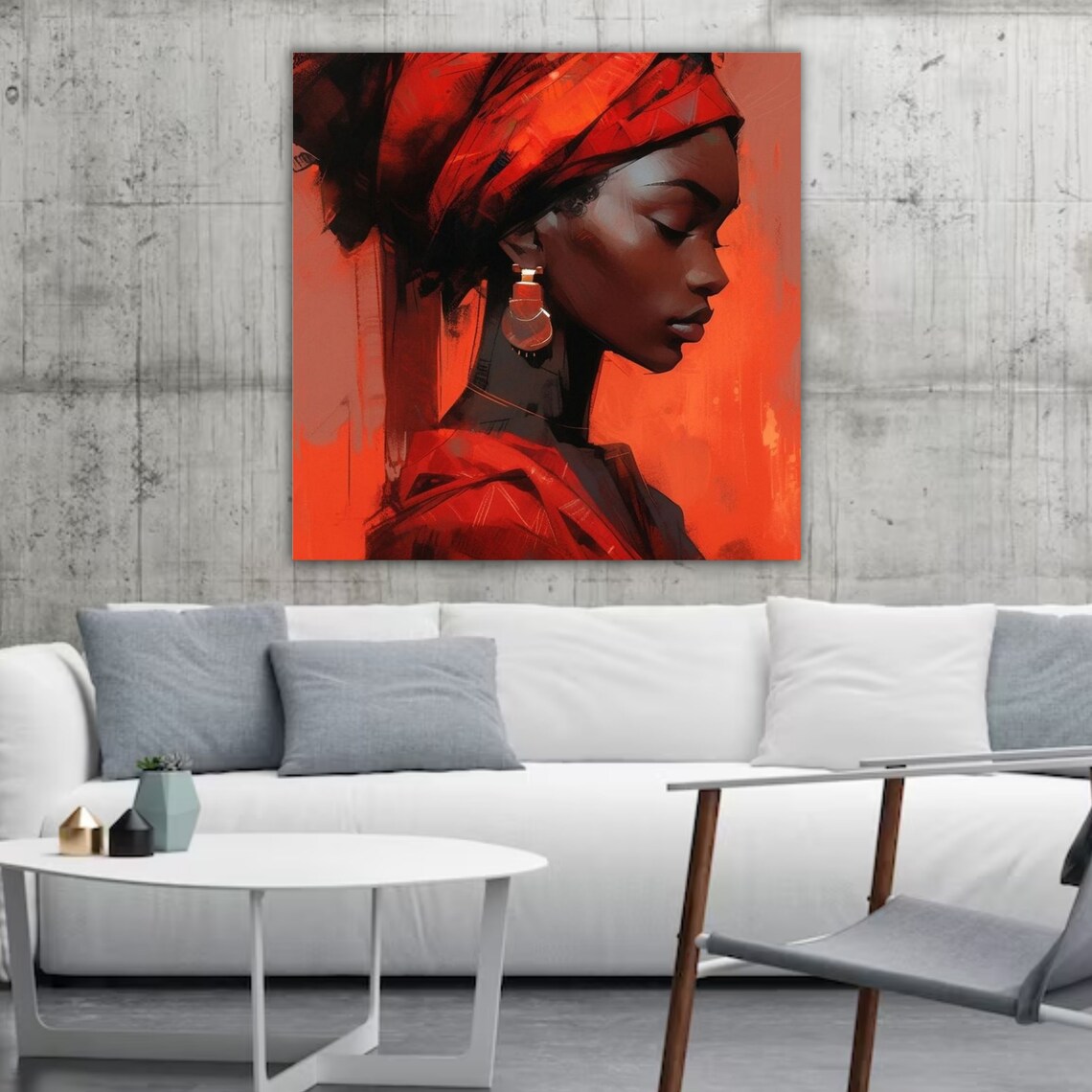 African Woman Red Headwrap Profile Portrait Ethnic Beauty Poster - Image 5