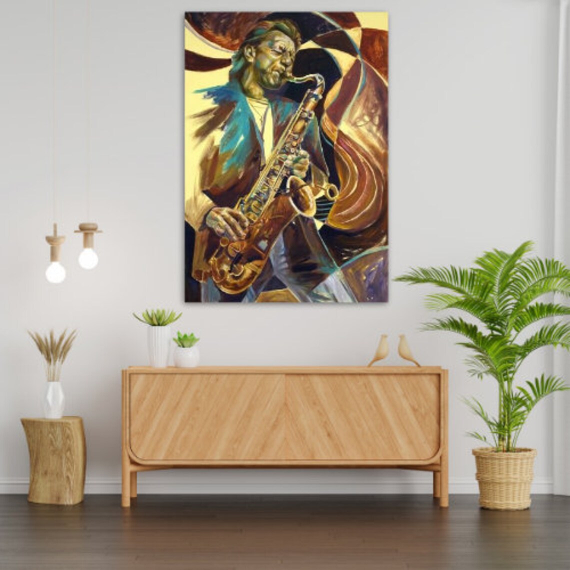 Expressive Jazz Saxophone Musician Portrait Abstract Oil Painting Art Poster - Image 3