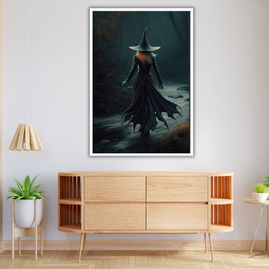 Dark Witch Walking Through Misty Forest Gothic Dark Fantasy Art Print - Image 4