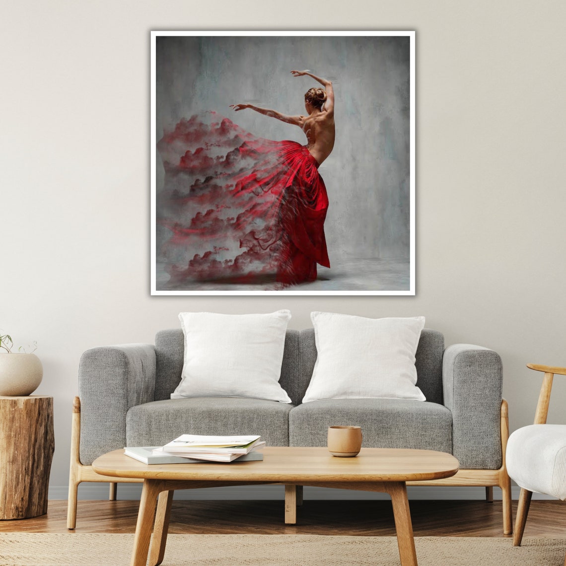 Elegant Red Dress Dance Ready To Hang Wall Art Ballet Studio Decor Ballerina Theme Dancer Gift - Image 3