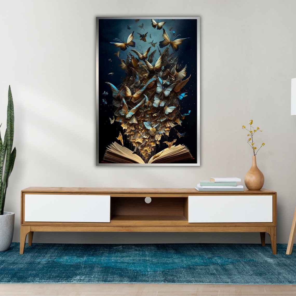 Magical Open Book Butterflies Emerging Dark Surreal Fantasy Art Poster - Image 2