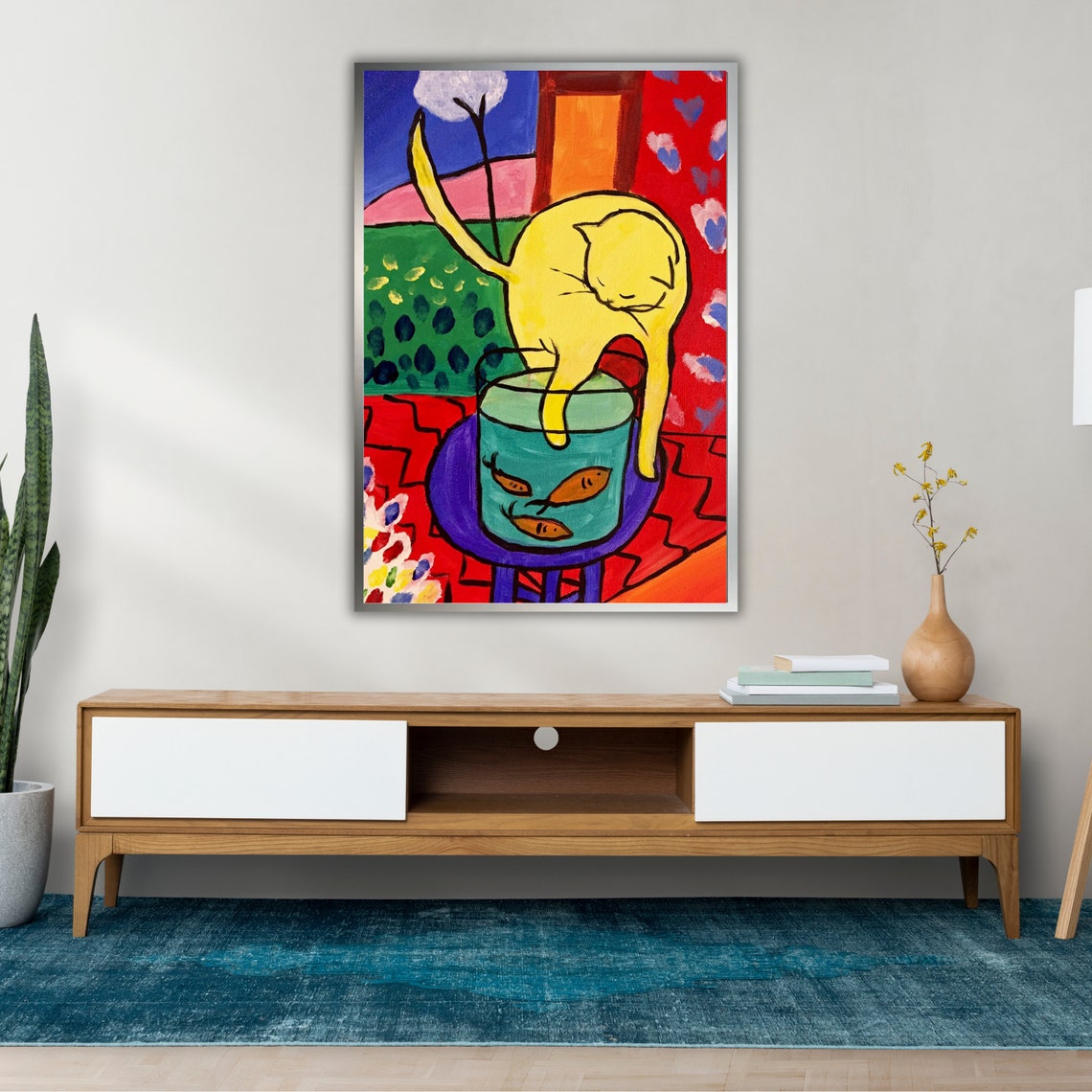 Henri Matisse Cat With Red Fish Wall Art Ready To Hang Animal Lover Gift Kitty Decor Fish Lover Art - Image 2