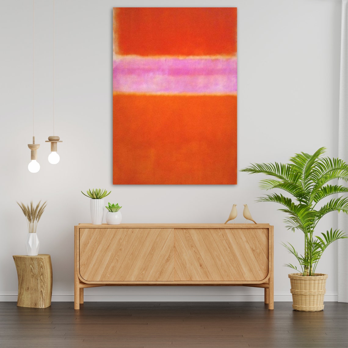 Orange Pink Lavender Color Field Soft Pastel Abstract Wall Print - Image 2