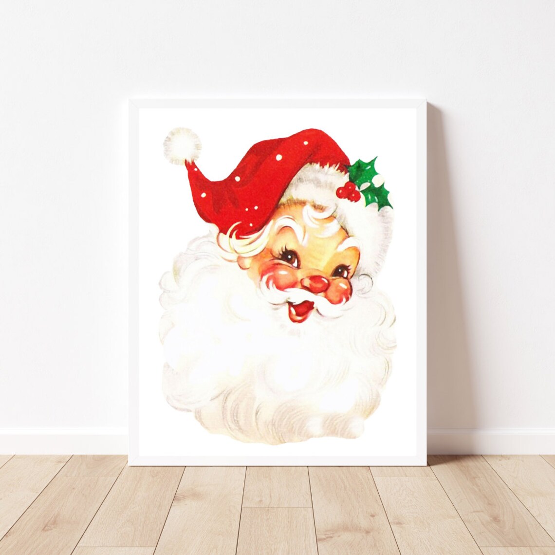 Vintage Santa Christmas Art Print, Holiday Decor - Image 2