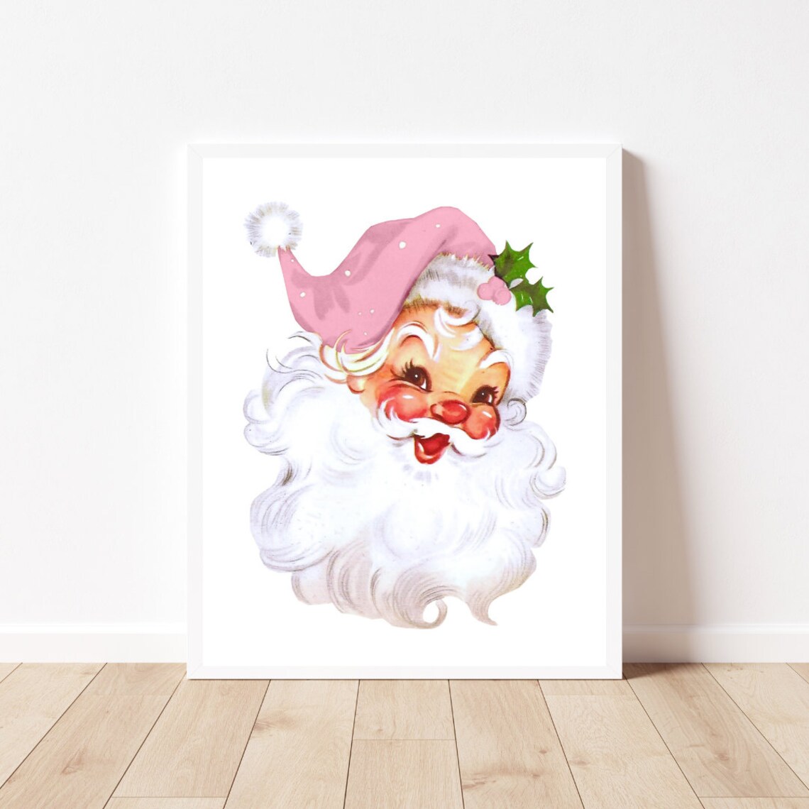 Vintage Santa Christmas Poster Print, Retro Decor - Image 2