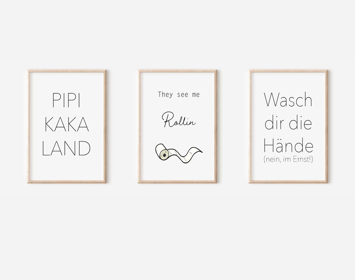 Wasch Dir Die Haende German Bathroom Typography Humor Poster - Image 4