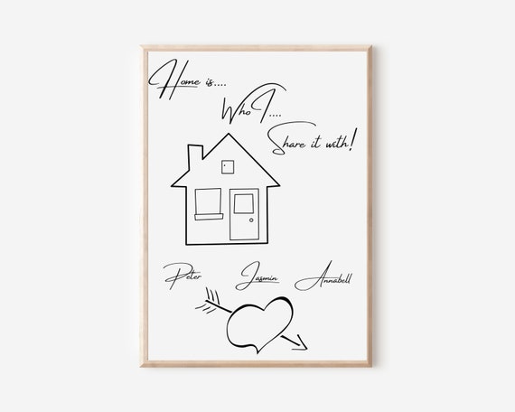 Home Is Who I Share It With Poster Personalized Family Poster Housewarming Gift