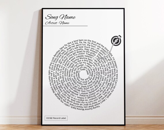 Custom Song Poster, Personalized Anniversary Art Print
