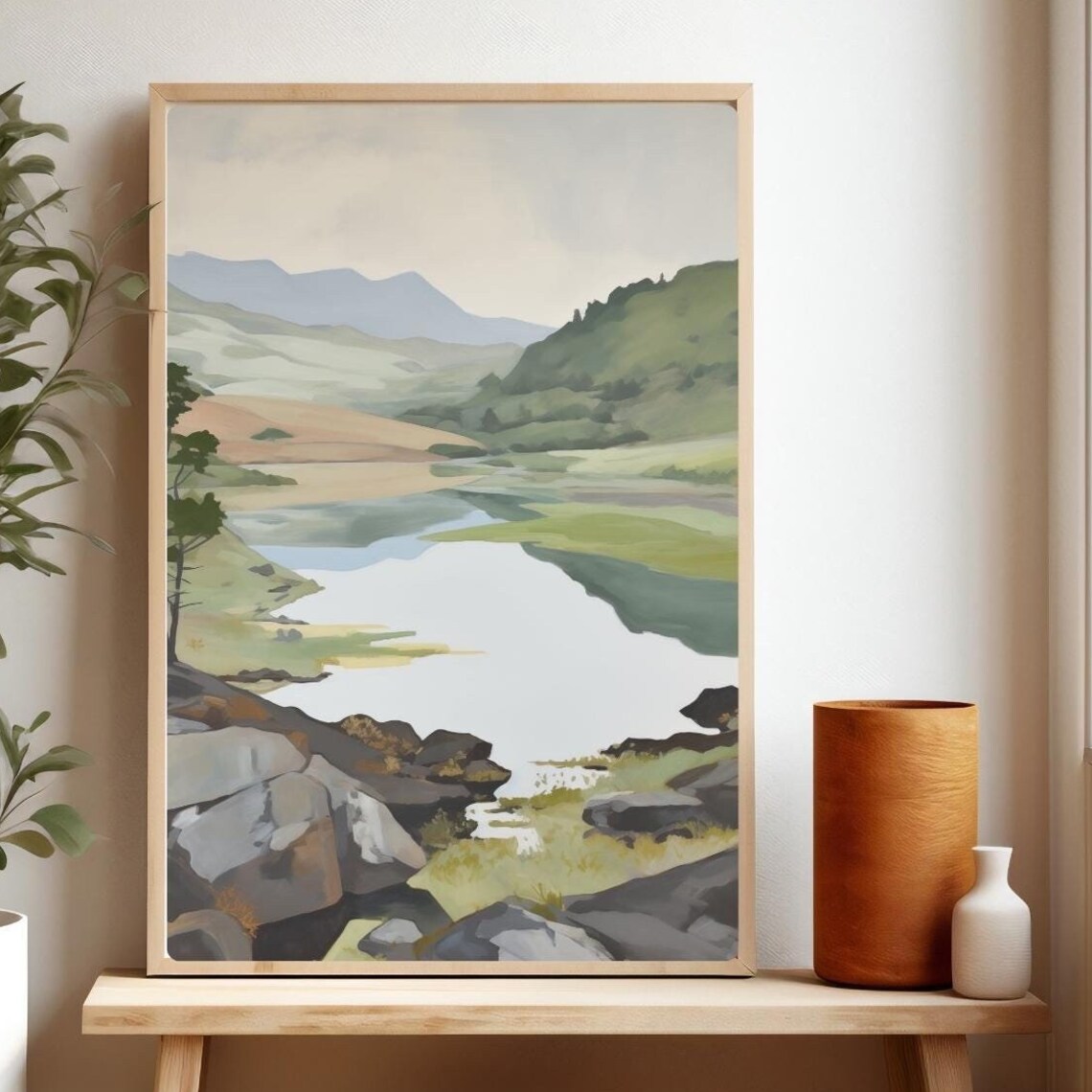 Lake District Windermere Painting English Mountains Lake Print