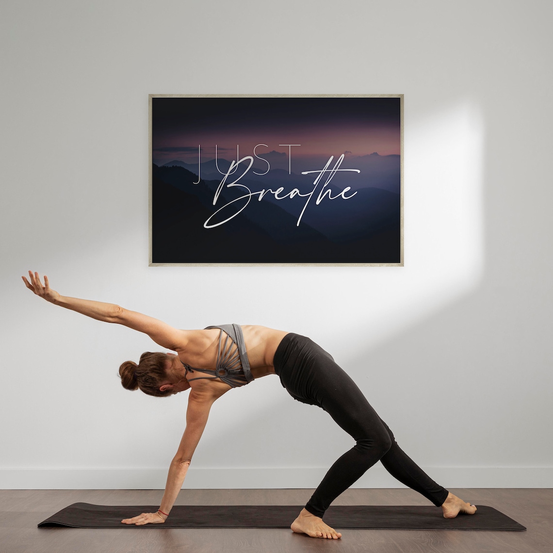 Just Breathe Inspirational Quotes Wall Art Print