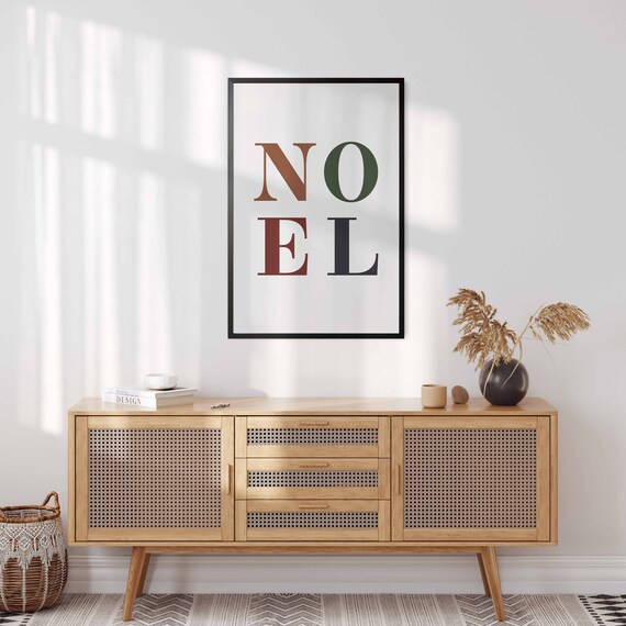 Noel Christmas Typography Print with Colorful Retro Letters Art