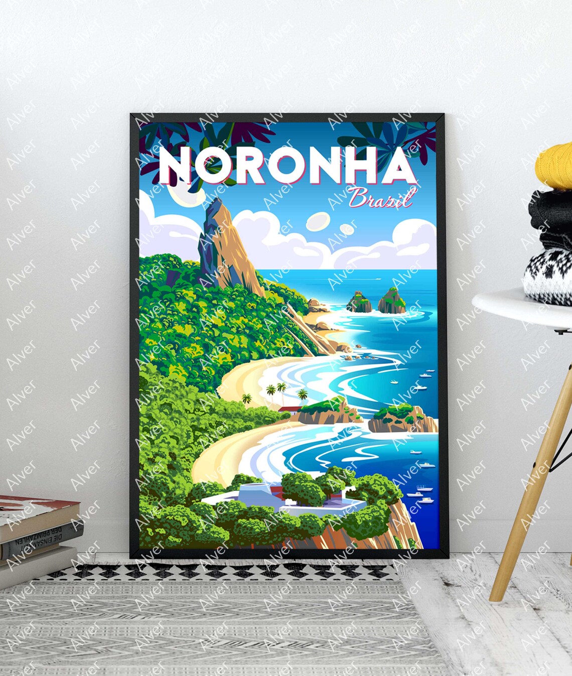 Noronha Brasil Volcanic Peak Beach Bays Tropical Travel Poster - Image 3