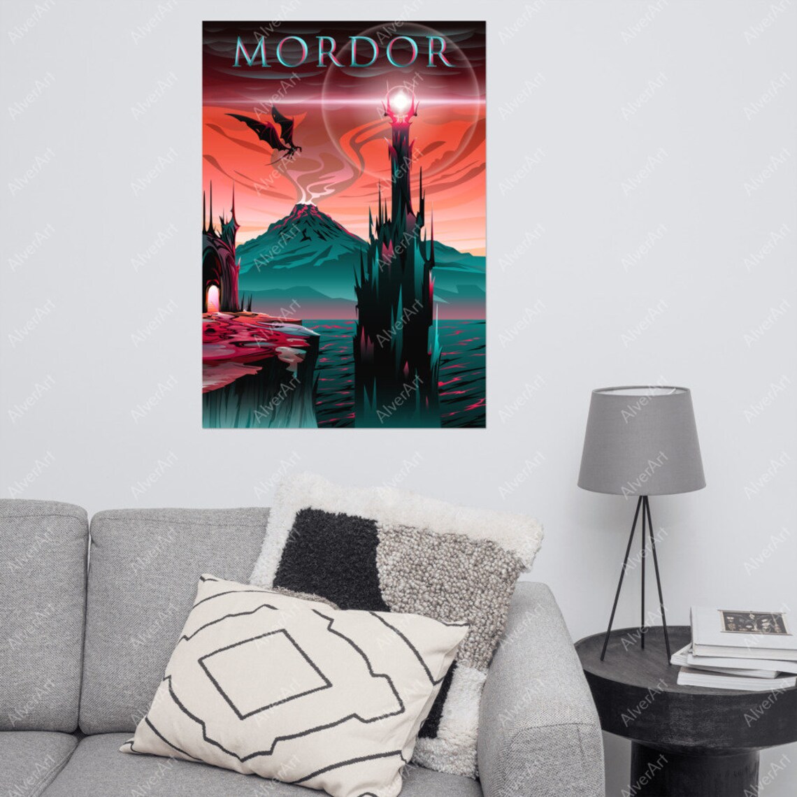 Mordor Eye of Sauron Lord of the Rings Dark Fantasy Travel Poster - Image 2