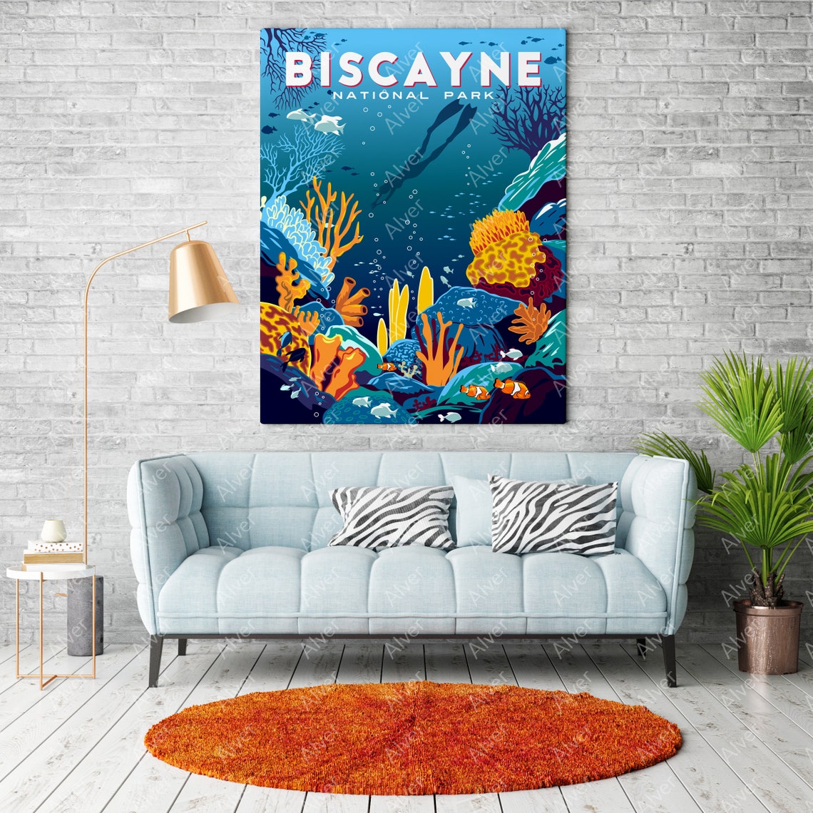 Biscayne National Park Coral Reef Underwater Vintage Travel Poster - Image 2