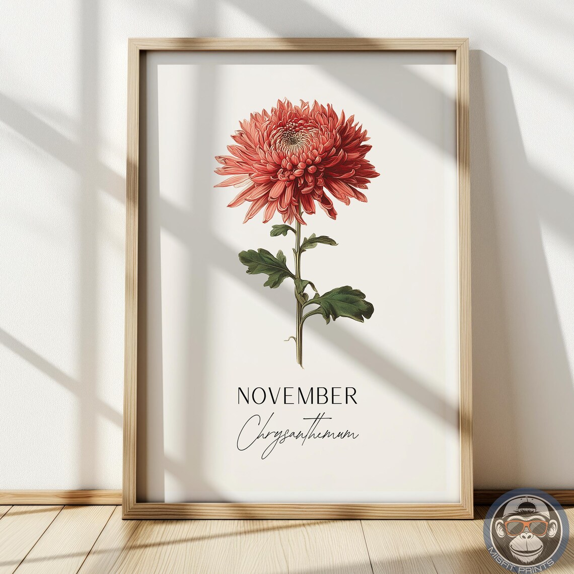 Chrysanthemum, November Birth Flower Art Print