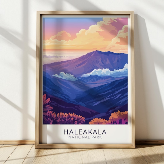 Haleakala National Park Volcanic Crater Sunrise Maui Travel Poster