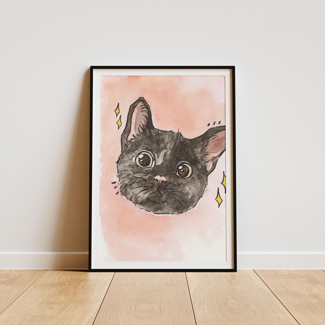 Cute Cat Illustration, Unique Gift for Birthdays
