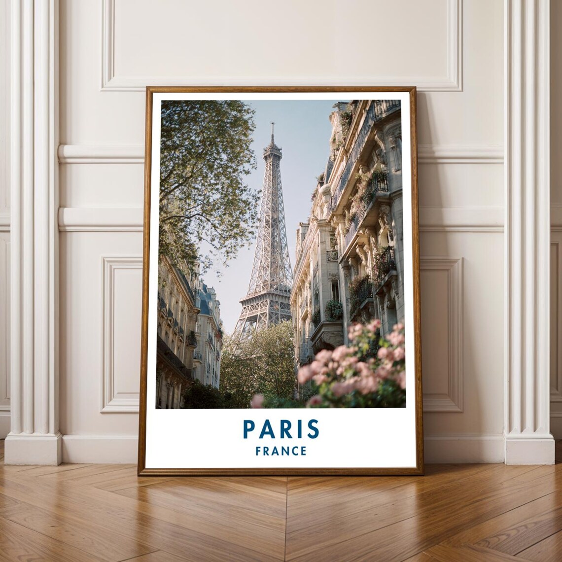 Paris Eiffel Tower Street View France City Landmark Travel Poster