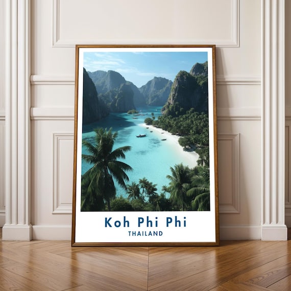 Koh Phi Phi Thailand Turquoise Bay Palm Beach Island Travel Poster