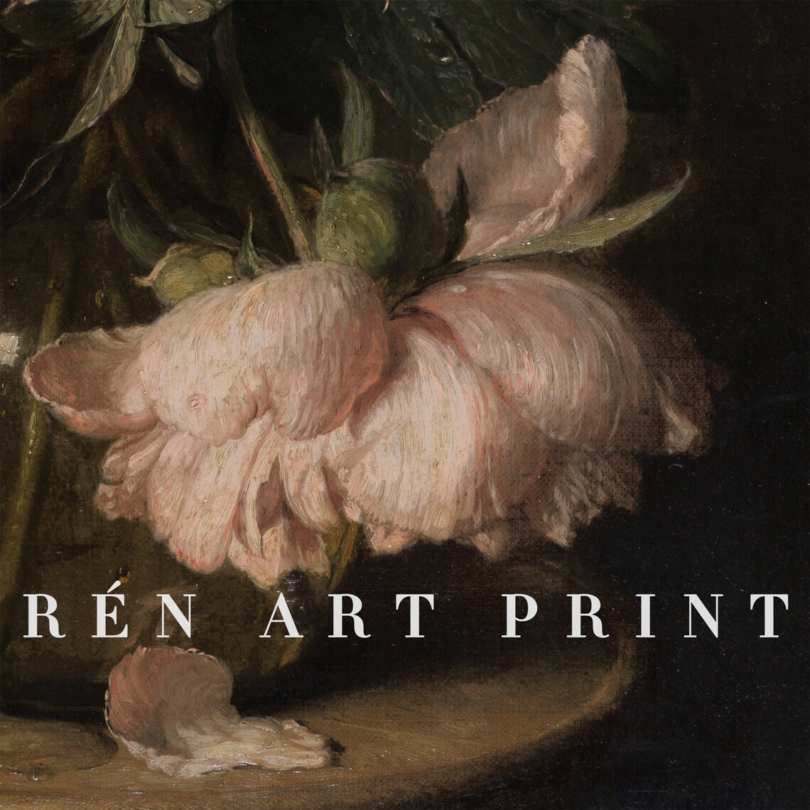 Antique Rose Painting Art Print, Moody Floral Decor - Image 3