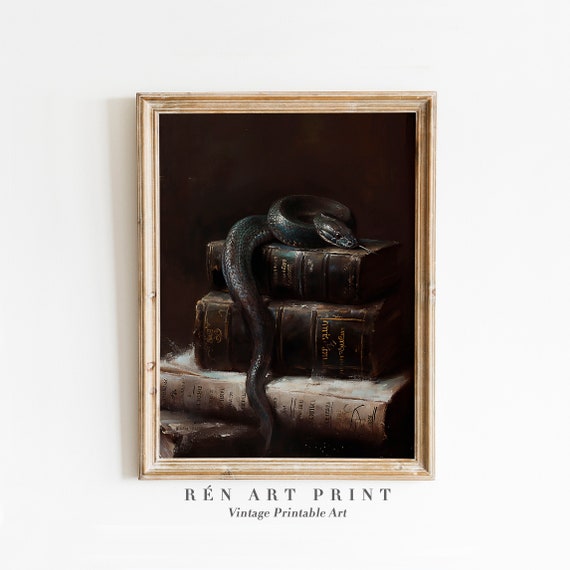 Moody Snake Art Print, Dark Academia Gothic Decor