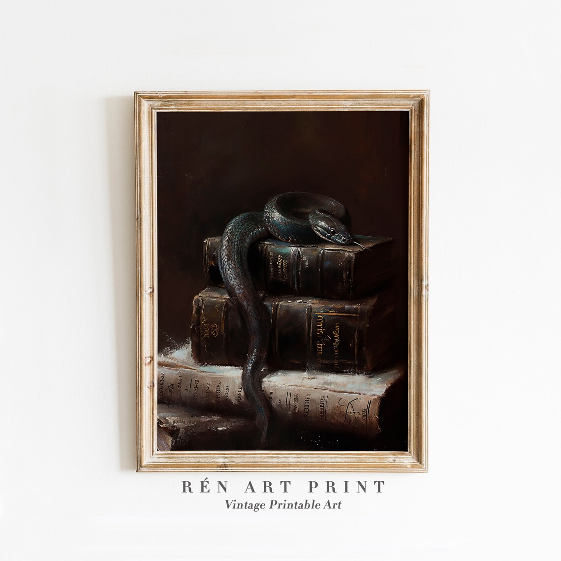 Moody Snake Art Print, Dark Academia Gothic Decor
