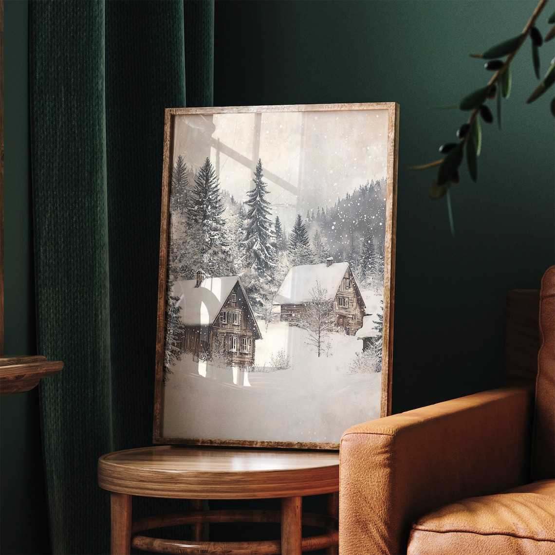 Rustic Winter Landscape Print, Farmhouse Christmas Decor - Image 2