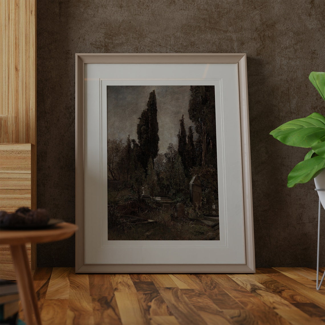 Dark Cemetery Moody Cypress Trees Vintage Graveyard Gothic Poster - Image 2